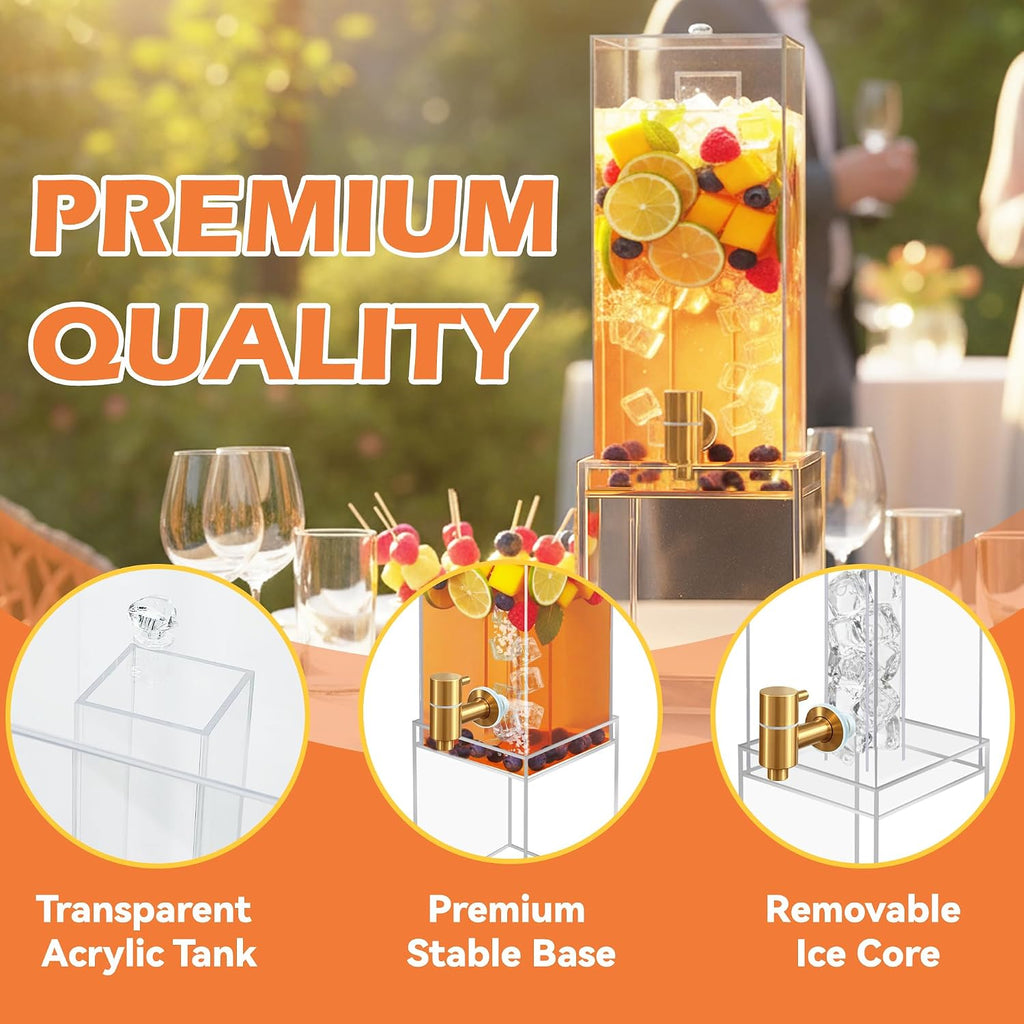 2 Gallon Drink Dispenser for Parties, Beverage Dispenser with Airtight Valve, Large Water Drink Dispenser, Water