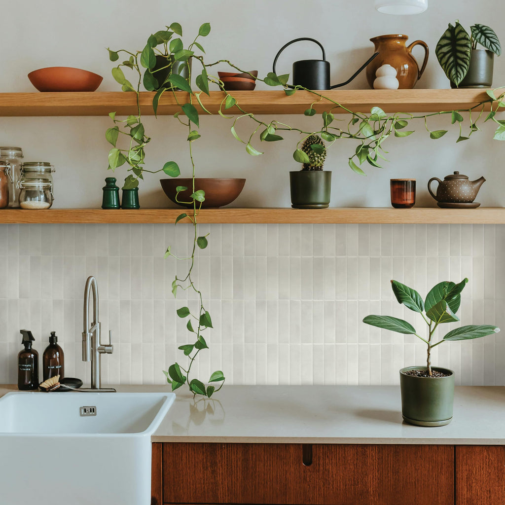 Peel and Stick backsplash, Stacked White & Grey, 11.43"x9"