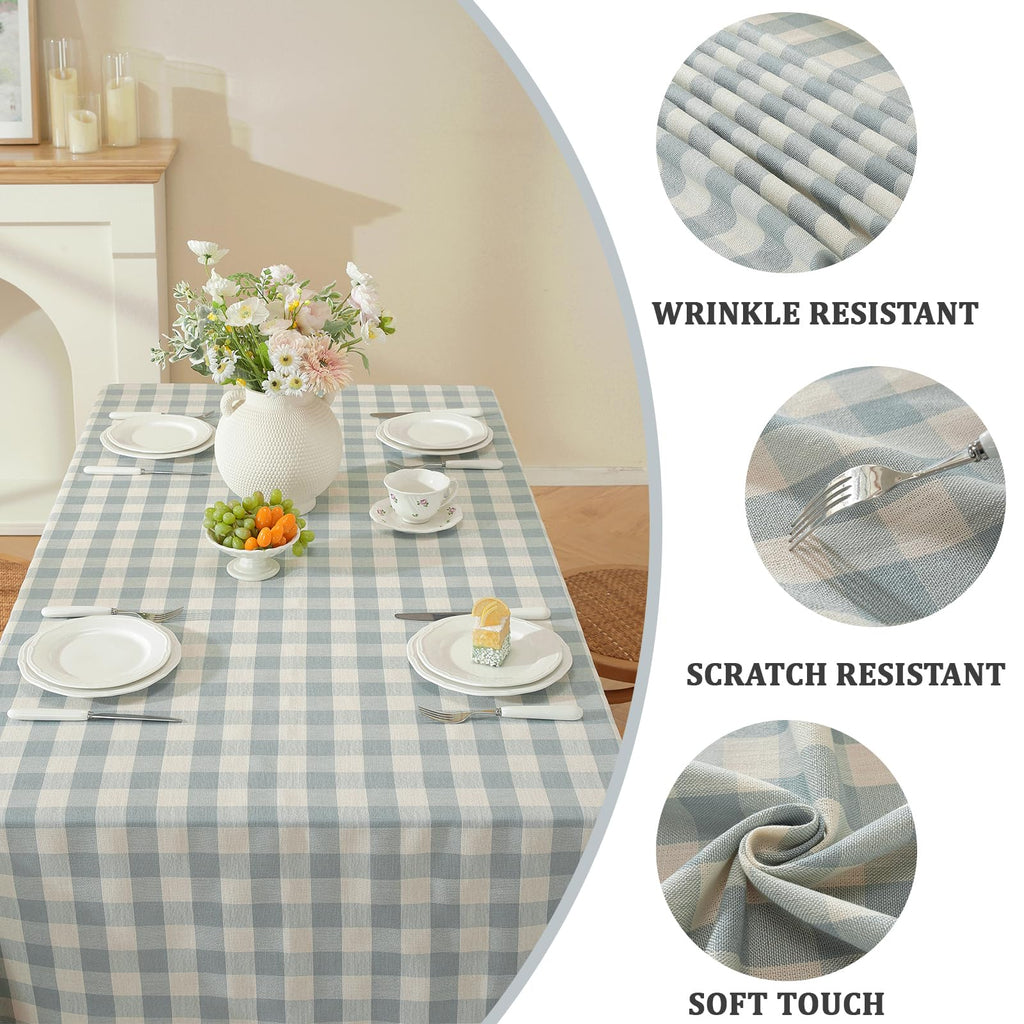 Checkered Tablecloth Square, Buffalo Plaid Table Cloth Washable Wrinkle Free, Cotton Linen Gingham Table Cover for