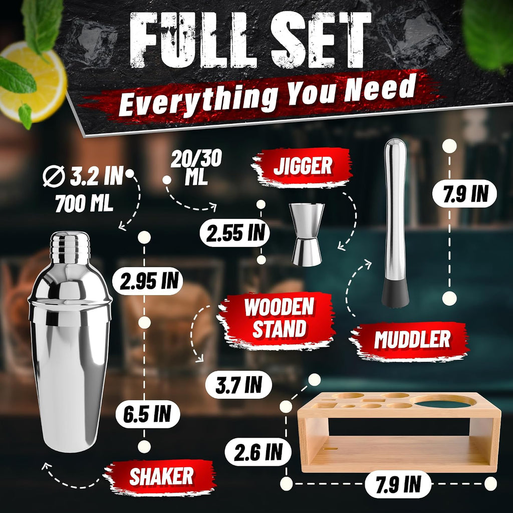 10-Piece Stainless Steel Bar Tools & Cocktail Shaker Set with Stand