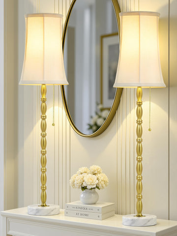 Buffet Lamps Set of 2 - 28" Marble Tall Table Lamps, Gold