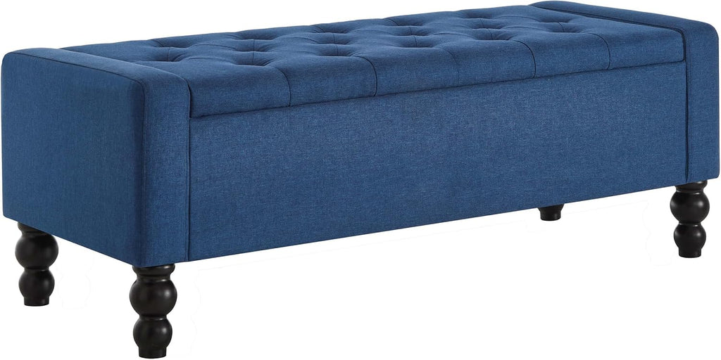 50" W Storage Ottoman Bench with Safety Hinge, Load up to 660 lb Ottoman with Storage, Upholstered Tufted Entryway