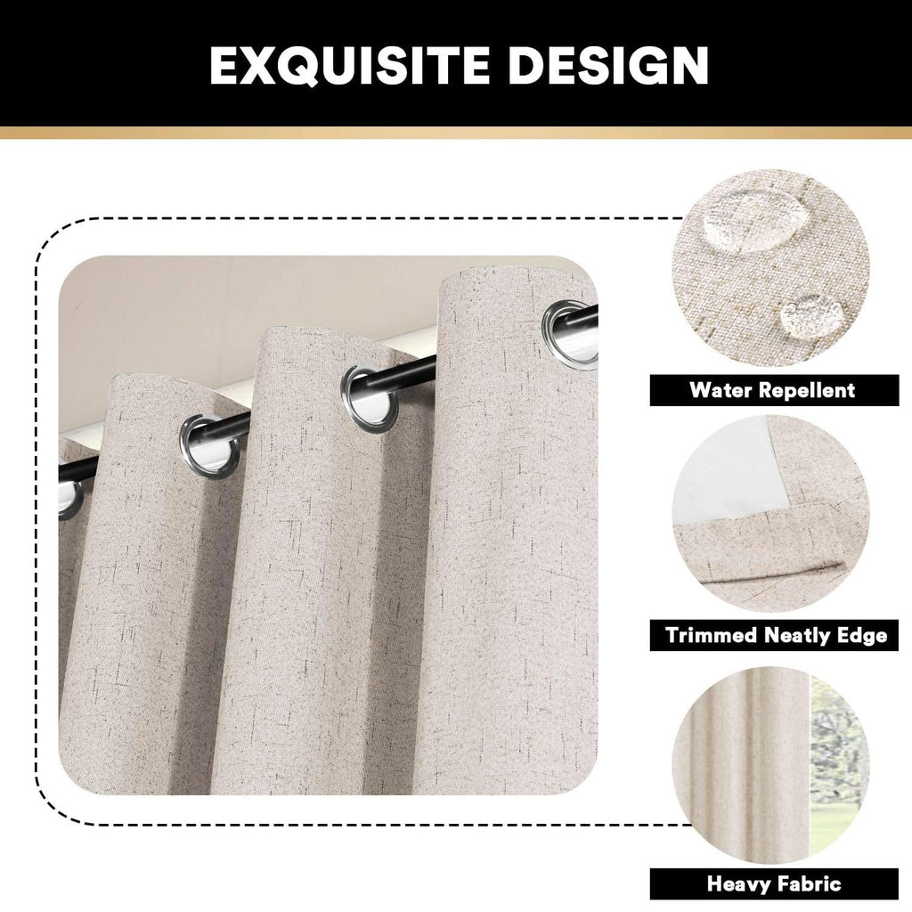 Blackout Curtains 84 Inches Long Faux Linen Look Curtains for Sliding Glass Doors Room Divider Curtain Thermal