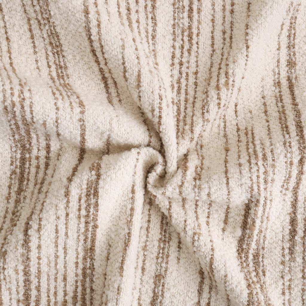 Textured Boucle Pillow Covers 20x20 Brown and Cream Neutral Striped Throw Pillow Covers Modern Farmhouse Decorative
