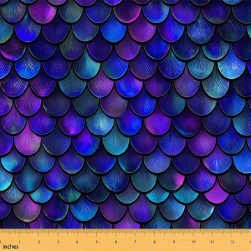 Blue Purple Dragon Scales Fabric by The Yard Abstract Dragon
