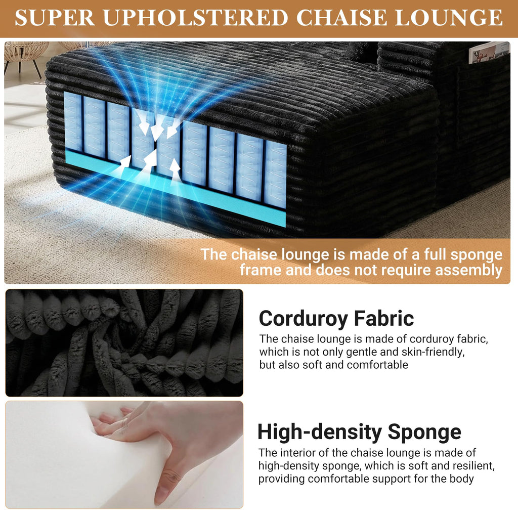 Oversized Boneless Chair, Chaise Lounge Chair Indoor, Black