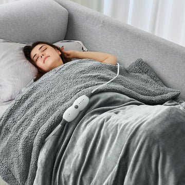Heated Weighted Blanket for Adult 15 lbs, 48 x 72 inches, Grey