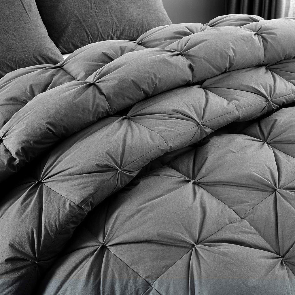 120x120 Oversized King Feather and Down Comforter, Pinch Pleat Super Palatial King Duvet Insert with 100% Cotton