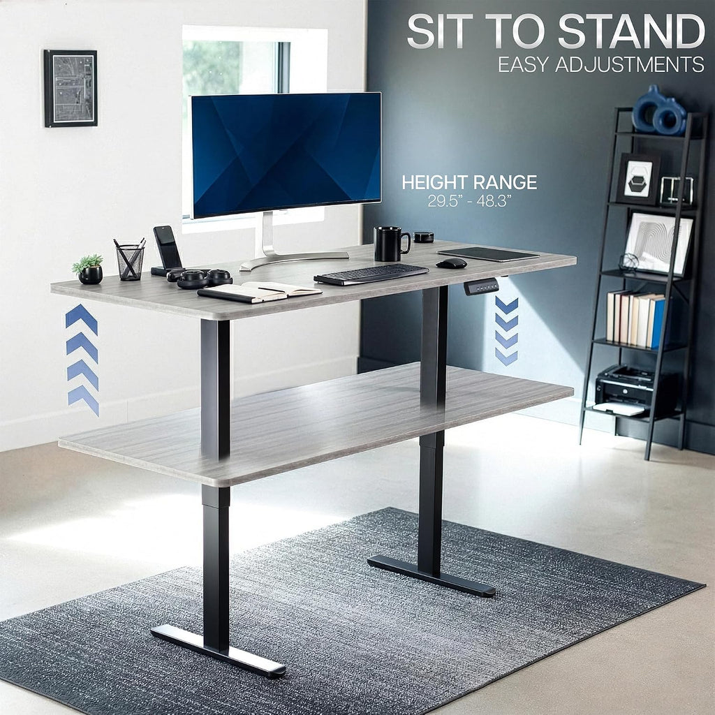 Dark Gray 71 x 30 in Standing Desk, DESK-KIT-E2B71G | Electric, Dual Motor, Holds 220 lbs, Sit Stand, Height