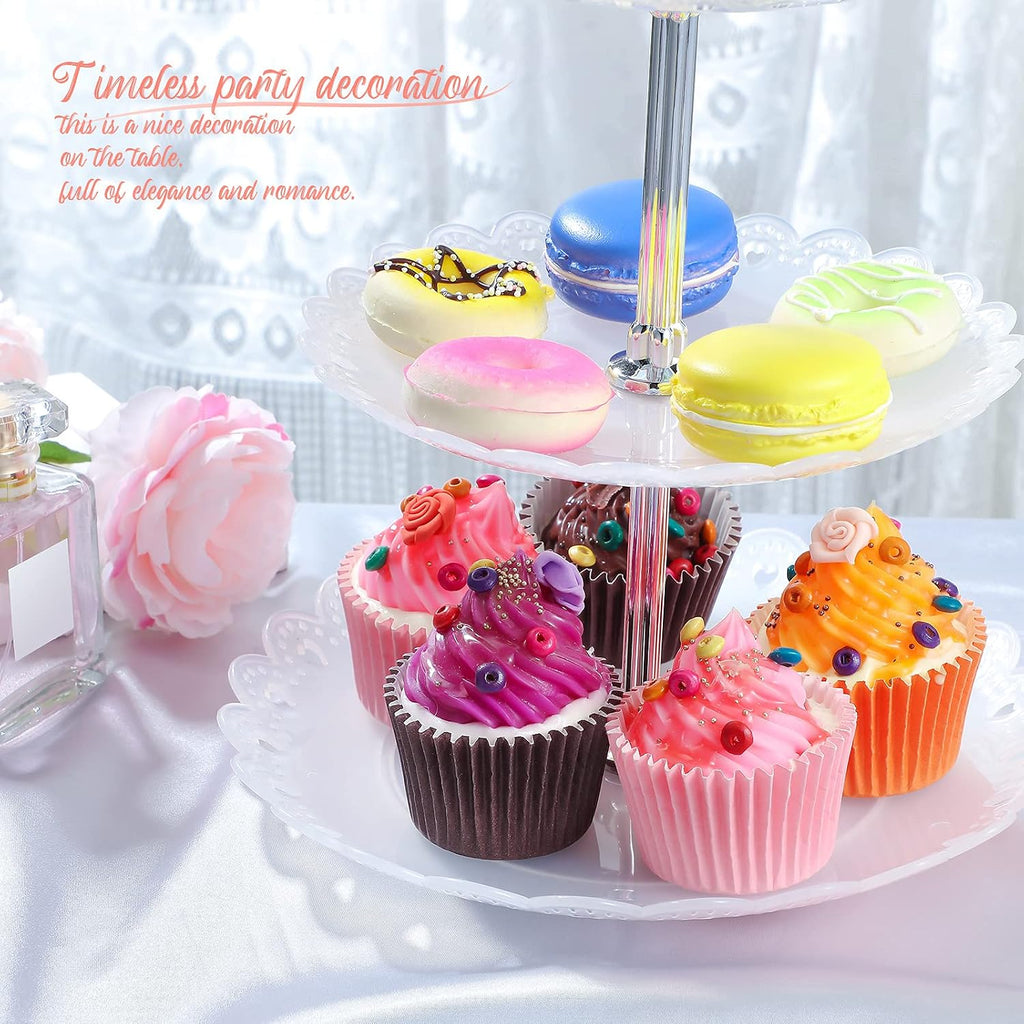 Tier Serving Tray, 3 Tiered Dessert Stand, White - Set of 3
