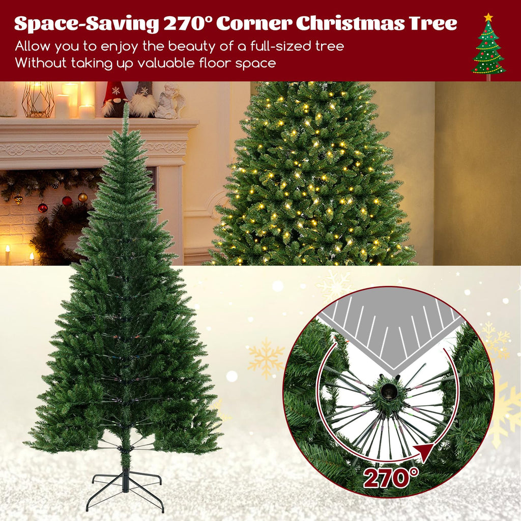 8 FT Pre-Lit Corner Christmas Tree w/ 360 Warm White LED Lights