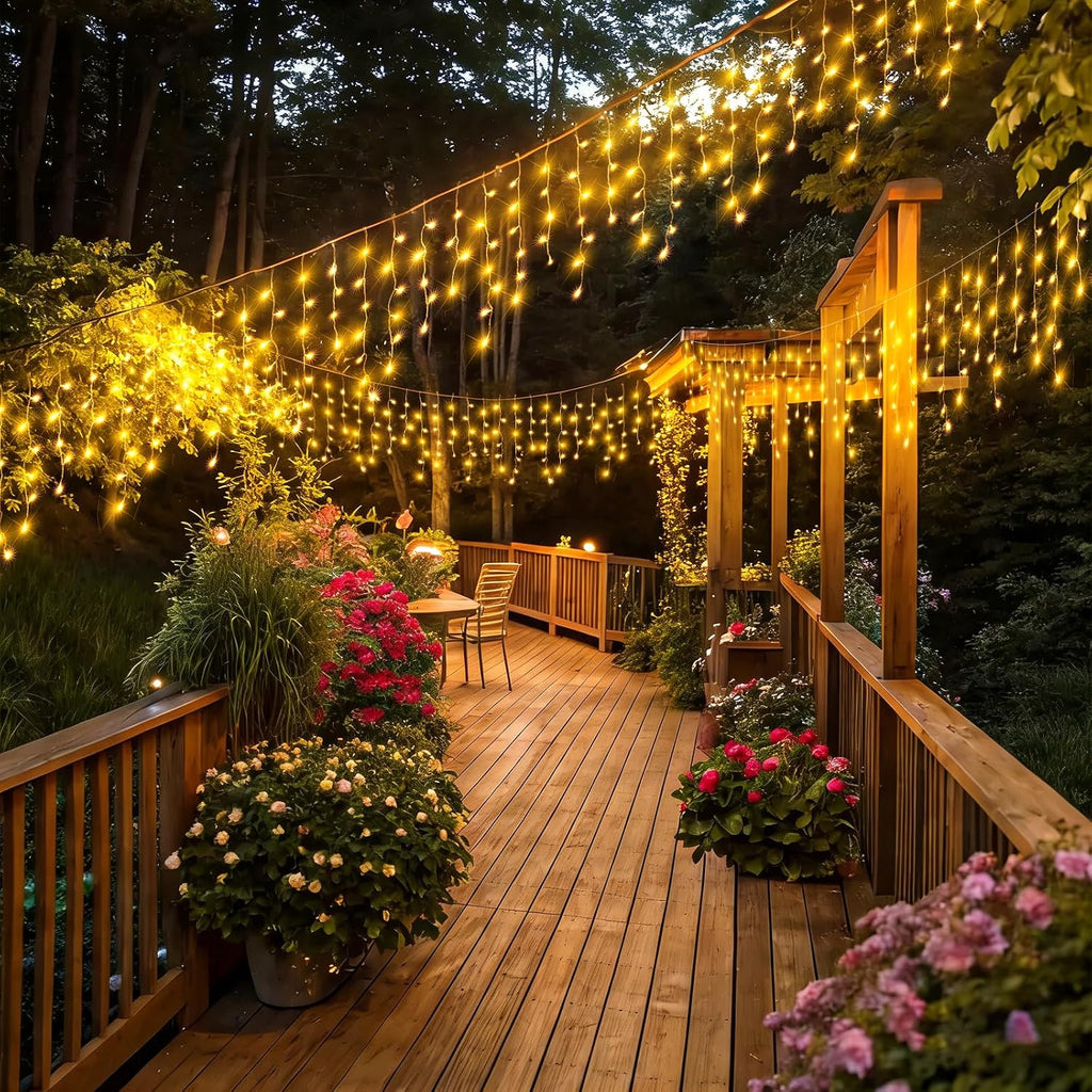 33FT 400 LED Icicle Lights for Outside, Warm White Christmas Lights Outdoor