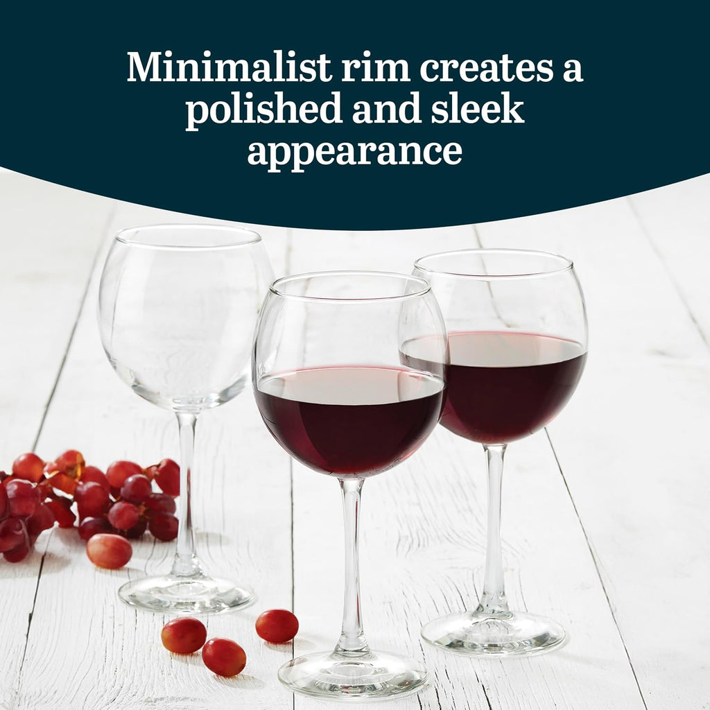 Vina Glassware Set, Elegant, Balloon-Shaped Red Wine Glasses Set of 6, Long Stem Wine Glasses for Weddings