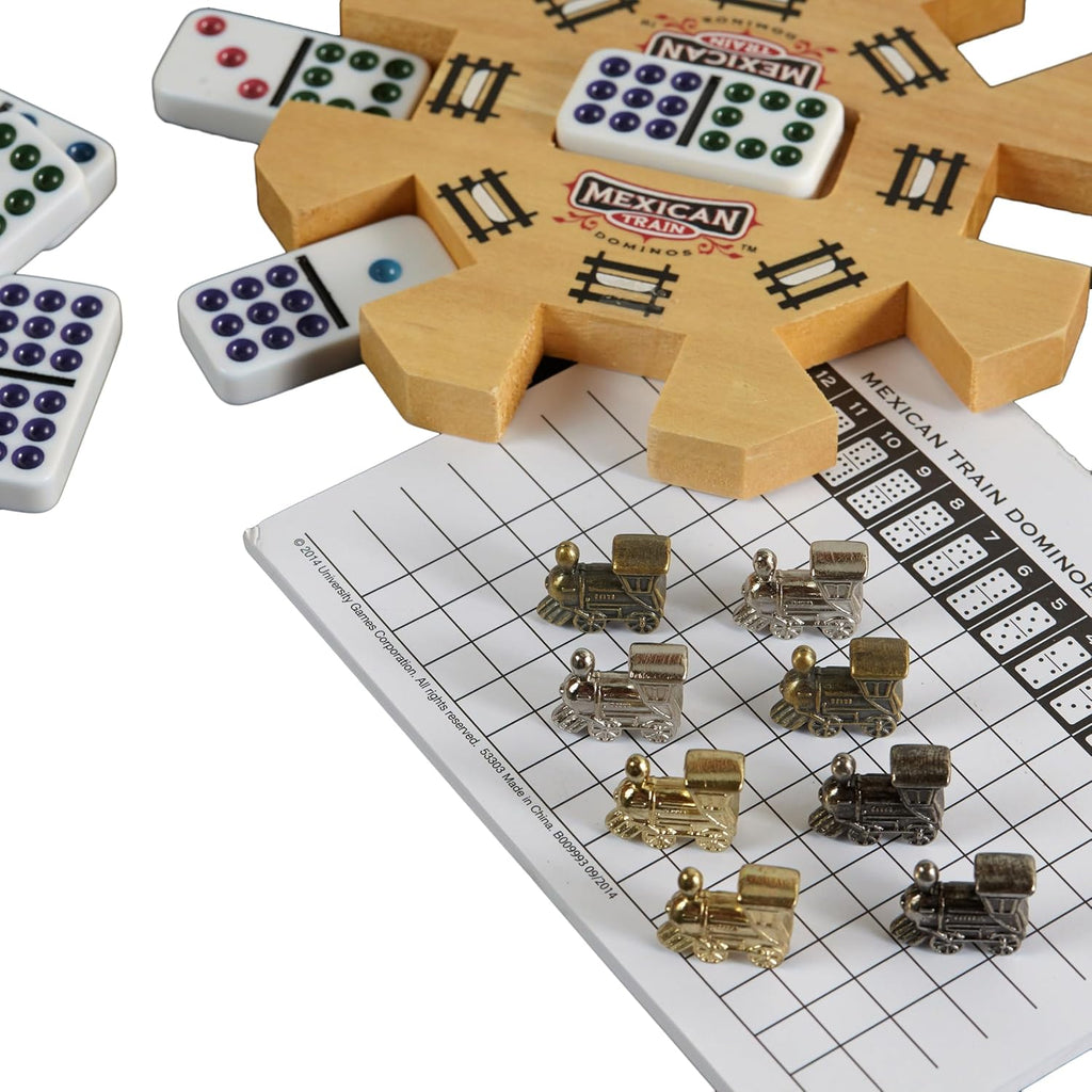 Mexican Train Domino Set in Wooden Collector Box from for 2 to 8 Players Ages 8 and Up