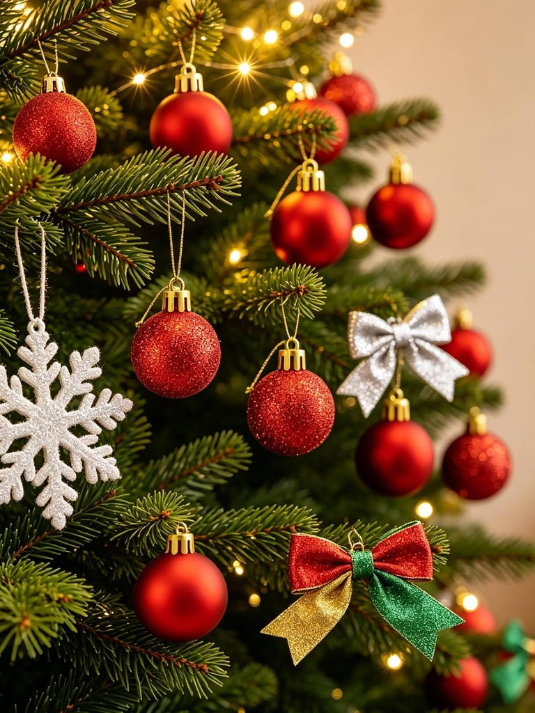 Mini Shatterproof Christmas Balls, 3cm/1.1'' Xmas Tree Ornaments Hanging Ball for Birthday Halloween Holiday - Set of 24