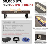 54”Propane Fire Pit,Outdoor Gas Fire Pit Table with Rain Cover,Rectangular Heater for Patio, Backyard, Deck,50,000BTU Outdoor Modern Patio Fire Pit. - Image 4
