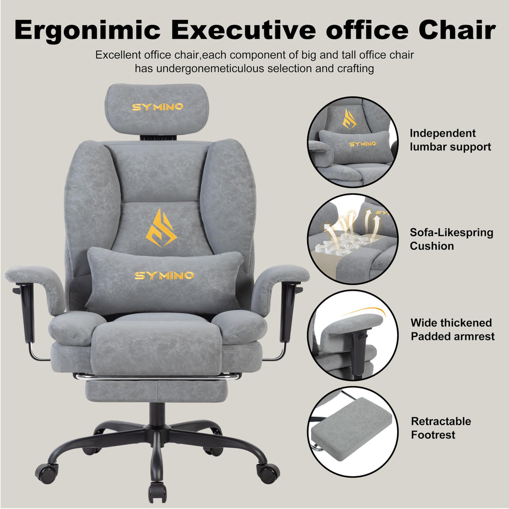 Ergonomic Gaming Chair with Footrest & 155° Recline
