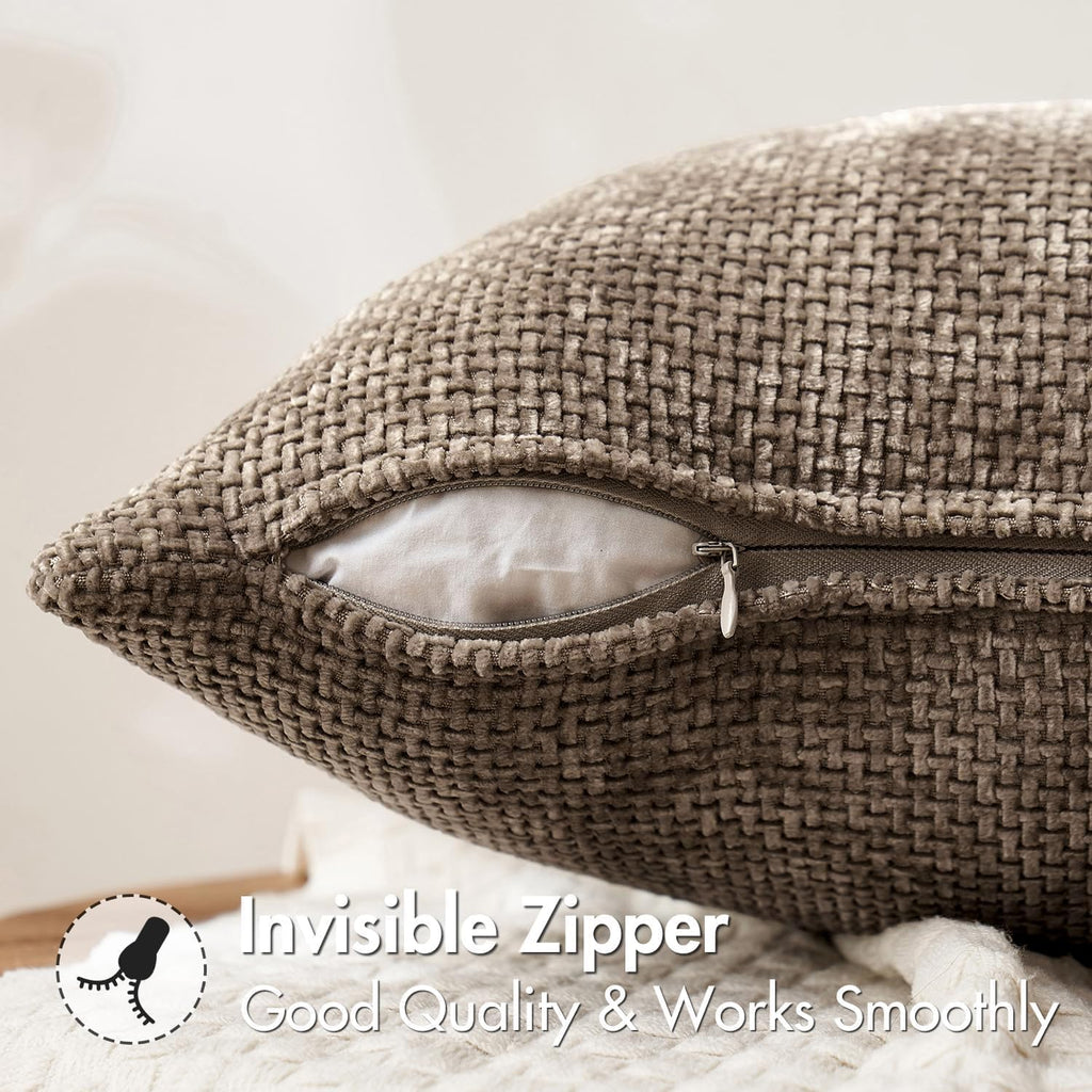 Decorative Brown Euro Sham Pillow Covers 26x26 Inch 2 Pack