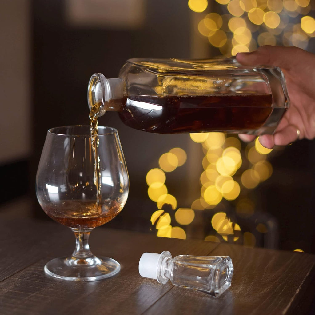Paksh Capitol Glass Decanter with Airtight Geometric Stopper - Whiskey Decanter for Wine, Bourbon, Brandy, Liquor