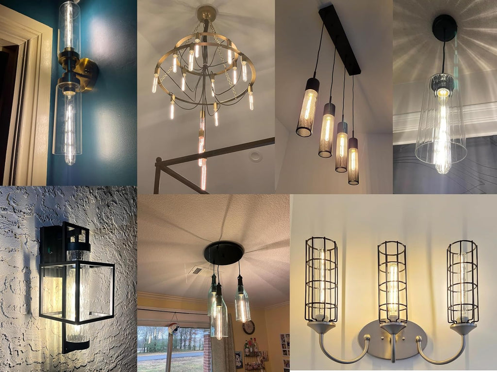T10 Led Long Bulbs,4W Dimmable Tubular Bulb,40 Watt Equivalent,E26 Edison Style Vintage LED Filament Light Bulb,3000K