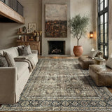 Vintage Area Rug 9x12 Brown Washable Living Room Large Carpet Non Slip Bedroom Indoor Office Low Pil