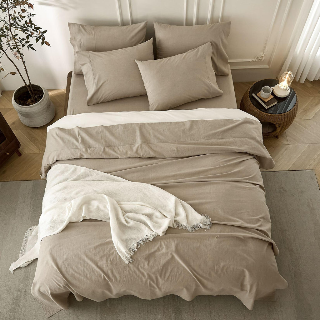 4PS Linen Grey Queen Size Bedding Sheet Set, Oeko TEX 100 Certified