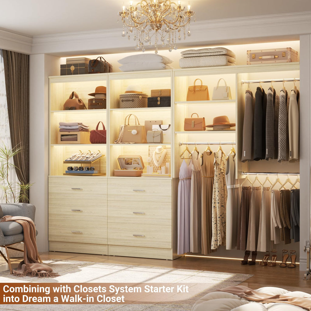 47.2" Closet Drawers System,Closet System with 3 Drawers,White Oak