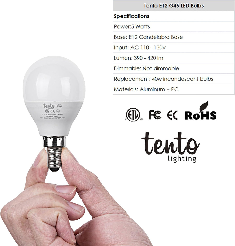 E12 LED Bulbs 5w Soft White Small Candelabra Edison Base Globe Shaped Energy Saving Ceiling Fan LED Light Bulbs, Warm