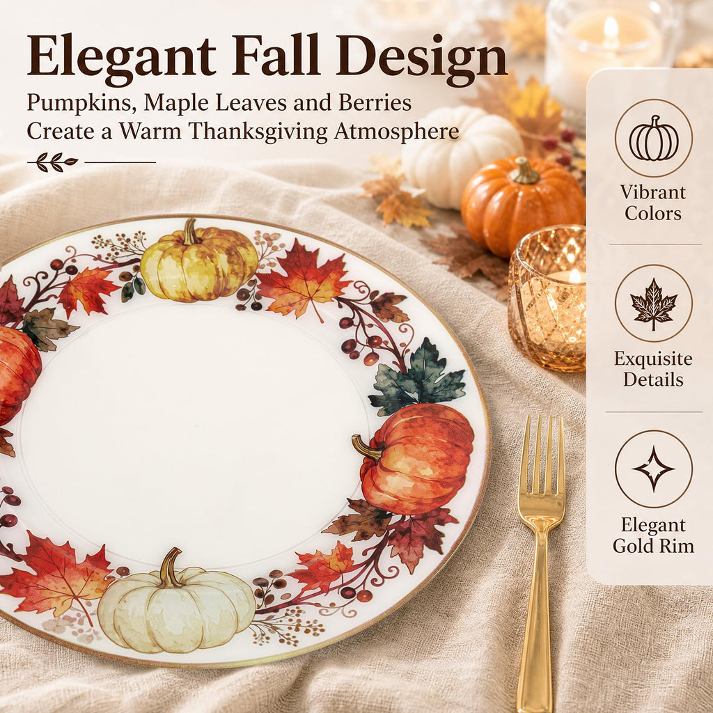 12PCS Thanksgiving Charger Plates 12Inch Fall Plastic Plates for Dinner