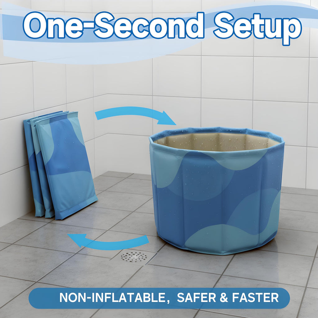 Upgraded Portable Bath Tub for Toddlers - Foldable Deep Soak Bathtub for Kids, One-Second Setup, Easy Storage