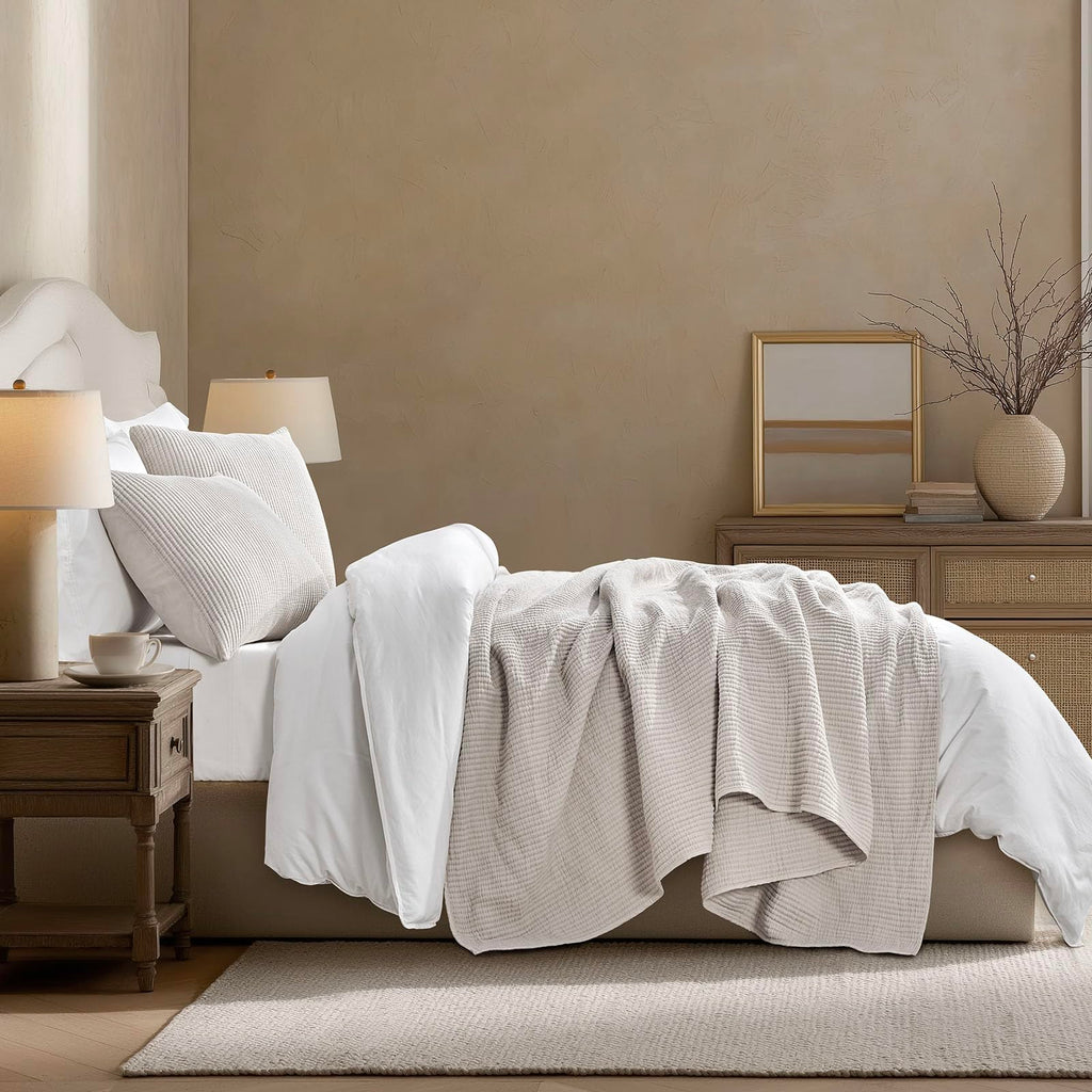 Cotton Ribbed Matelassé Coverlet Set, Birch