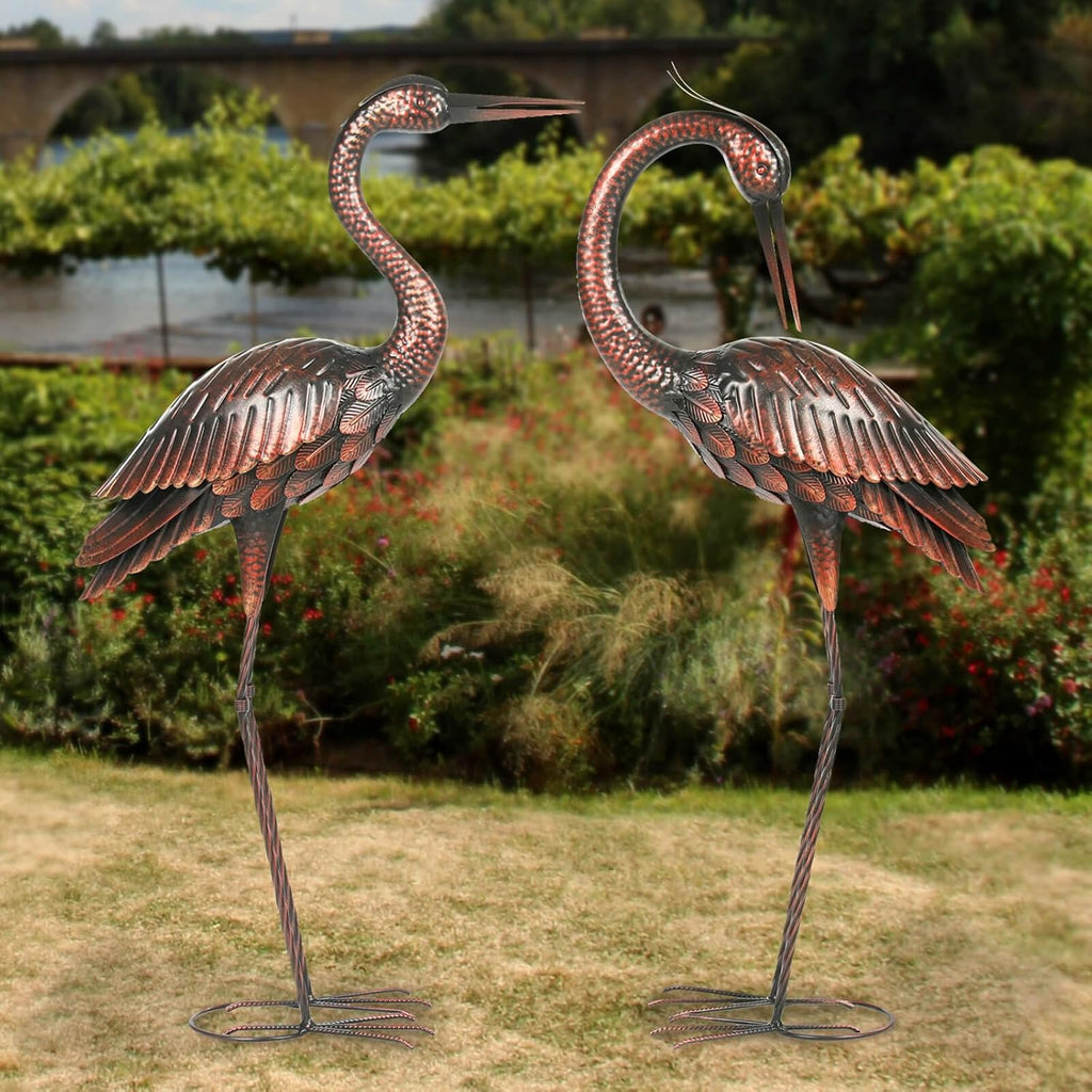 Crane Garden Sculptures & Statues Heron Decoy Large Size Metal Birds Yard Art Standing Vintage Brass Heron Lawn