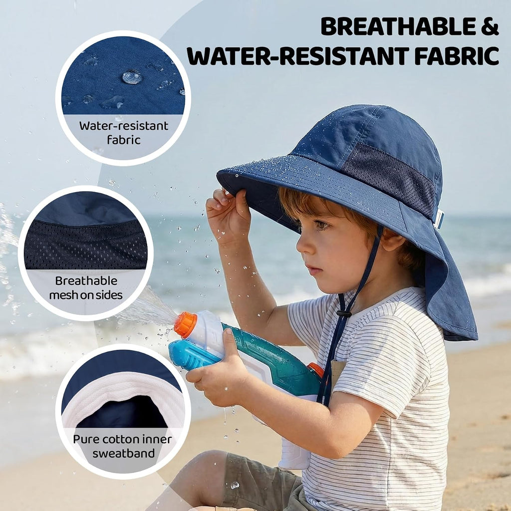 Baby Sun Hat with Neck Flap UPF 50+ for Toddler Sun Protection Beach Hat