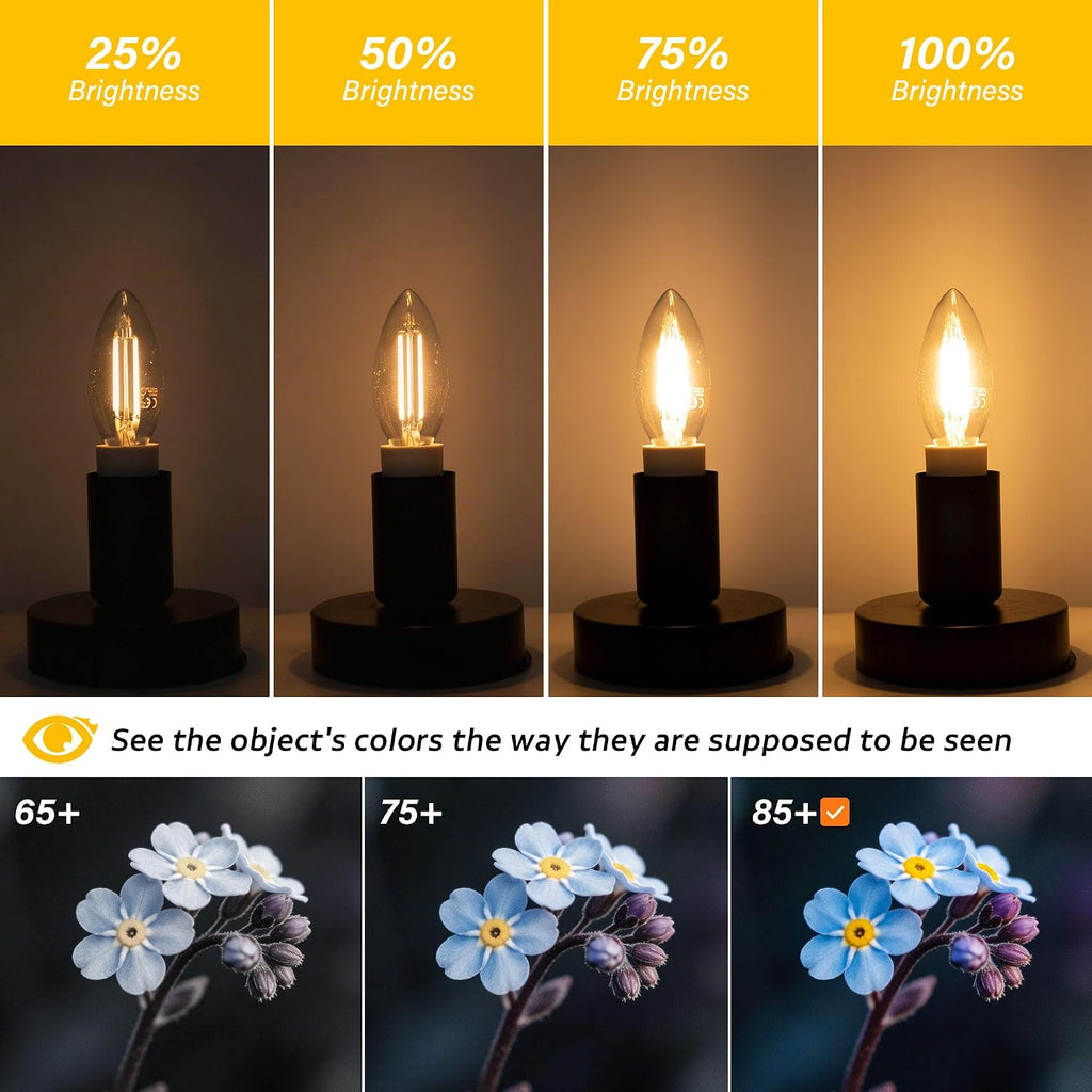 Dimmable B11 LED E12 Bulb 25 Watt Type B Light Bulb 2W,2700K 200LM