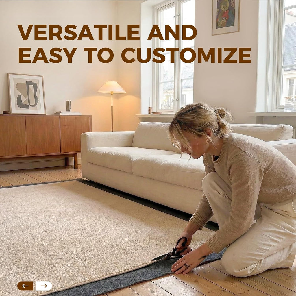 Rug Pad 2 x 6 Ft Non-Slip, Felt and Natural Rubber Backing, 1/4" Thick, Cushioned Gripper Pads, Keep Rugs in Place