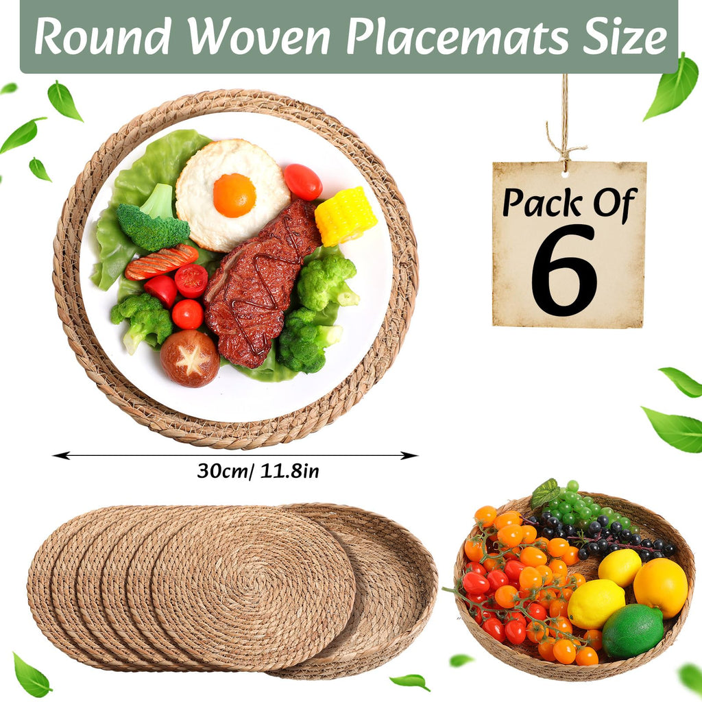 Boho Table Runner and Placemats Set, 6 Sets, Green, 12x72