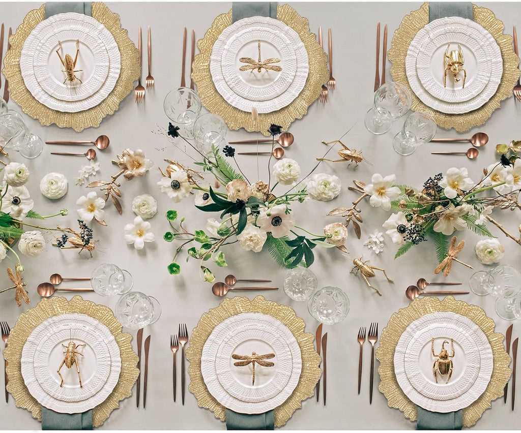 Gold Charger Plates, Round Reef Chargers for Dinner Plate - Set of 12