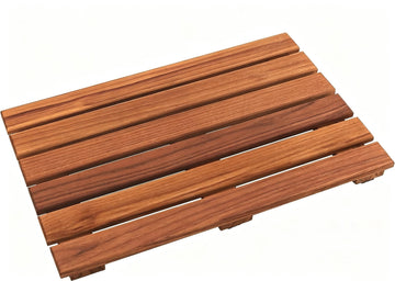 Teak Shower Mat, Non-Slip Bath Mat, Luxury Spa Mat, Wooden Mat for Bathtub, 20 x 13 in