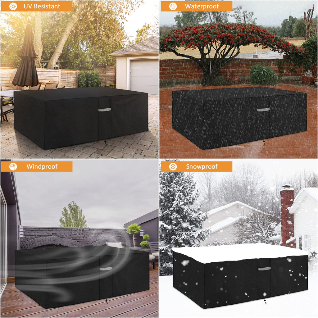 Patio Furniture Cover Waterproof Outdoor Sectional Sofa Set Covers Anti-UV Garden Table and Chairs Cover with Air