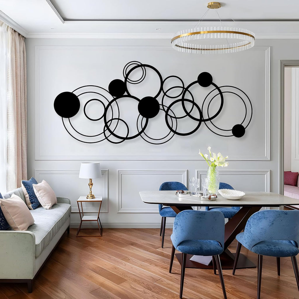 Abstract Circles Metal Wall Art, Geometrical Metal Wall Decor, Gold Circle Decorations, Circular Geometric Artwork