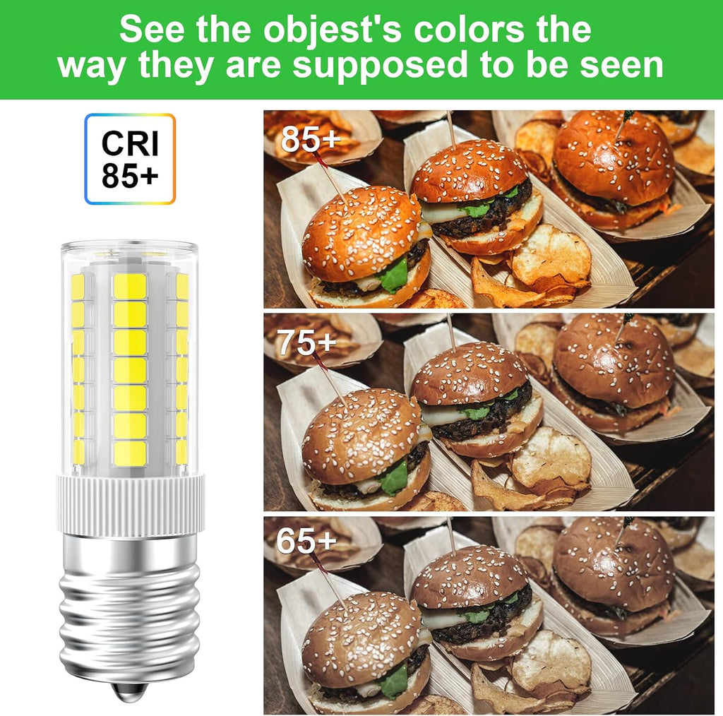 LED Microwave Light Bulbs Under Hood 40W Equivalent, E17 LED Bulb Dimmable for Range Hood, Refrigerator, 3W 360LM LED