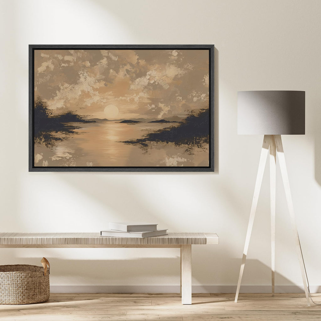 Framed Canvas Print Wall Art Sunset Ocean View