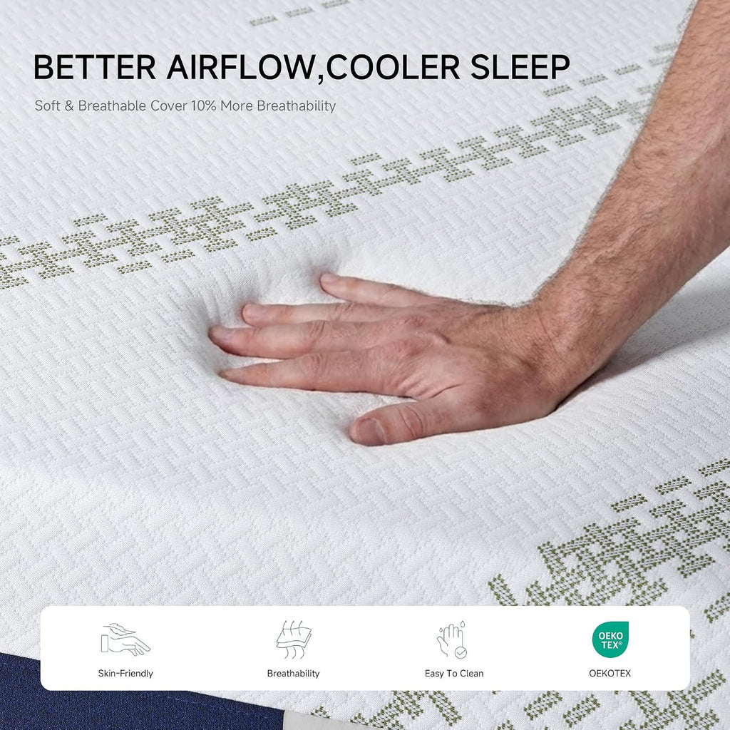Queen Mattress 10-Inch for Cooler Sleep - Cooling Gel Memory Foam with Pressure Relief & Medium Firm Support, Cozy