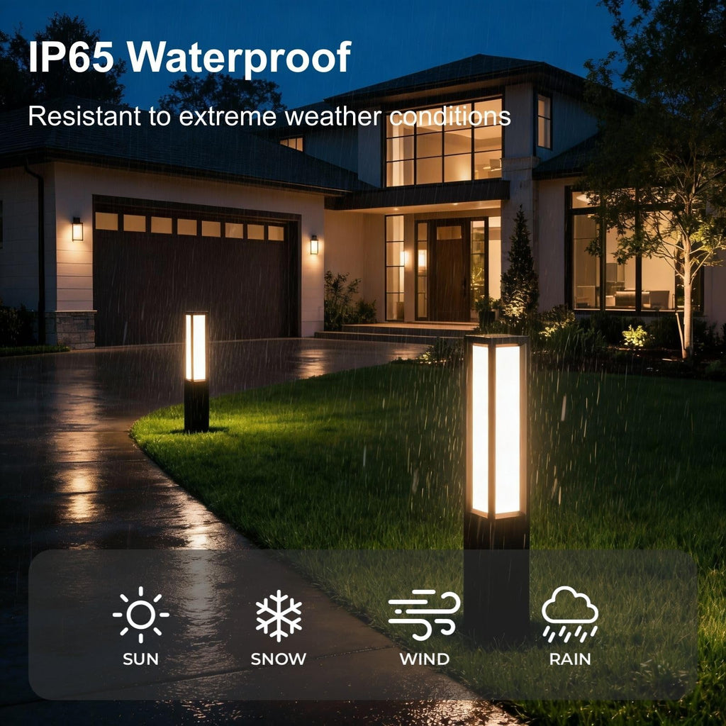 32" Bollard Light, 12V Low Voltage Aluminum LED IP65 Waterproof Modern Outdoor Landscape Path Lights 3000K Curb