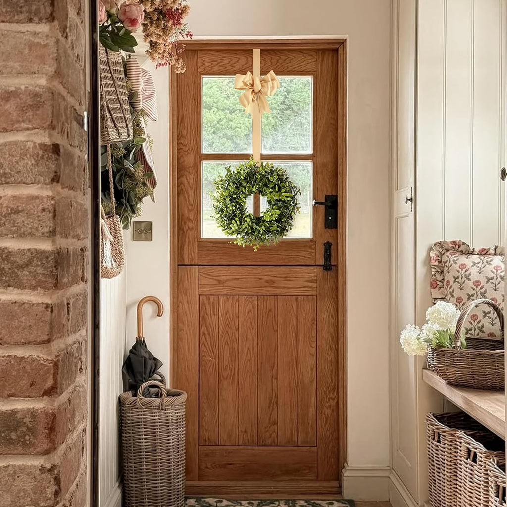 30in Artificial Boxwood Wreath for Front Door, All Season (Green, 10 in)