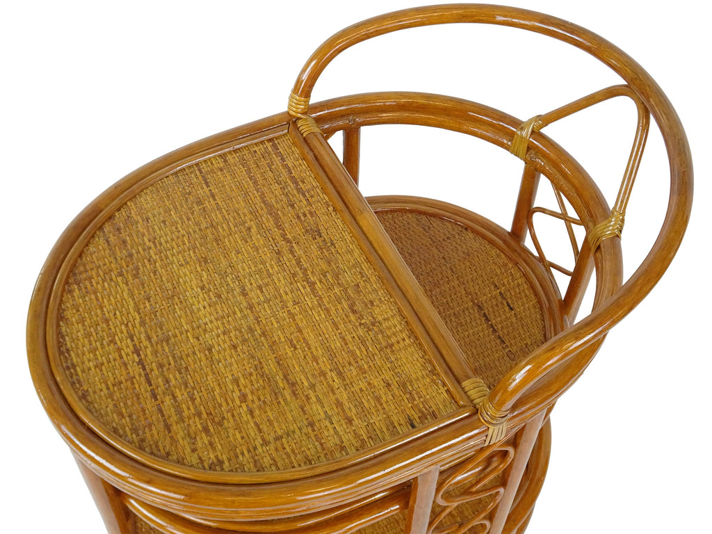Serving Cart Handmade Woven Natural Rattan Wicker with Wheels Fully Assembled Colonial Color