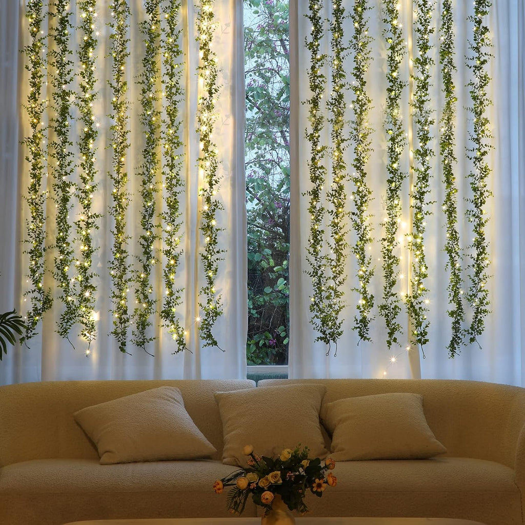 Eucalyptus Garland 12Ft Artificial Vines Fake Greenery Garland - Set of 2