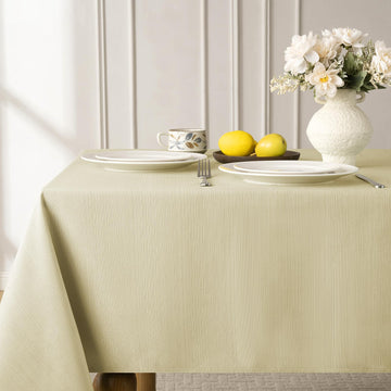 Jacquard Rectangle Tablecloth - Geometric Line Damask Table Covers Waterproof Stain Resistant Washable Polyester