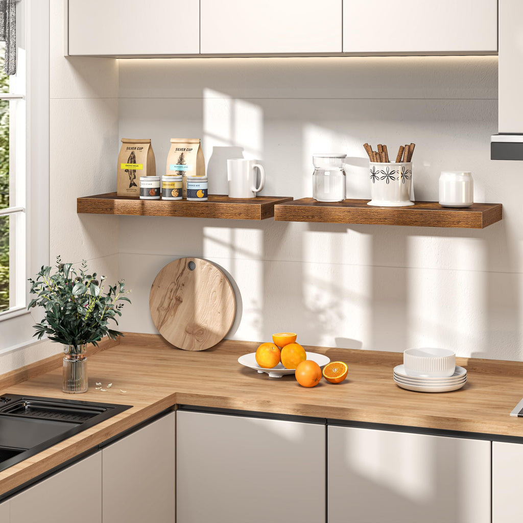 30Inch Floating Shelves for Wall, 8 Inch Deep Shelves |Bedroom|Kitchen Wall Mounted, Wood Hanging Shelf with