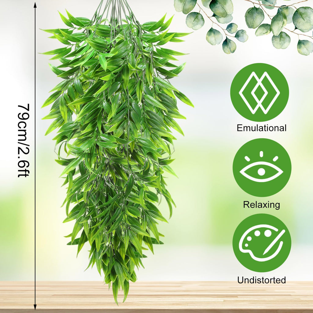 12 Pcs Artificial Hanging Greenery Plants, Bamboo